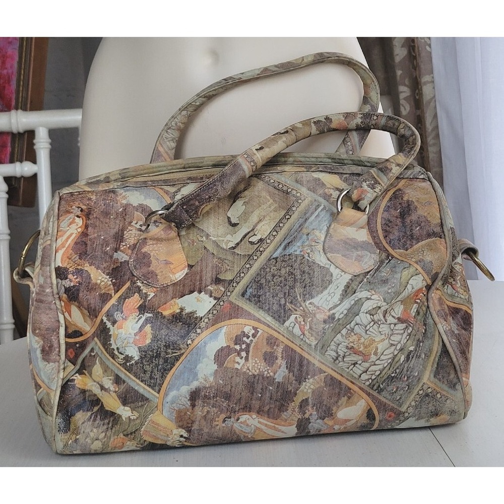 COBLENTZ‎ ORIGINAL Ivory Browns Roman Empire Large LEATHER Clutch Shoulder Bag